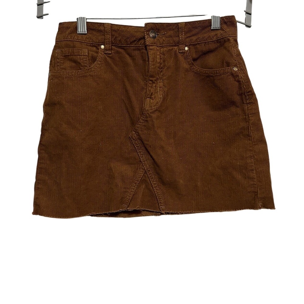 PacSun Womens 23 Brown Corduroy Mini Skirt 70s Vintage Raw Hem Y2K Grunge Skater